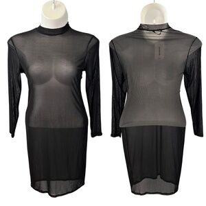 Bloomchic Black Mesh Cover-Up Dress, 12, L, Large, Bloom Chic Cover Up